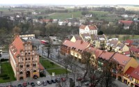 Blick über Chojna vom Kirchturm