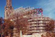 Scaffolding with new roof truss